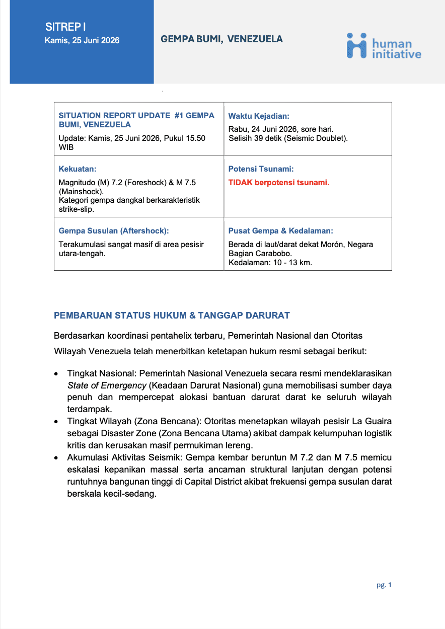 SITREP #1 Gempa Bumi Venezuela